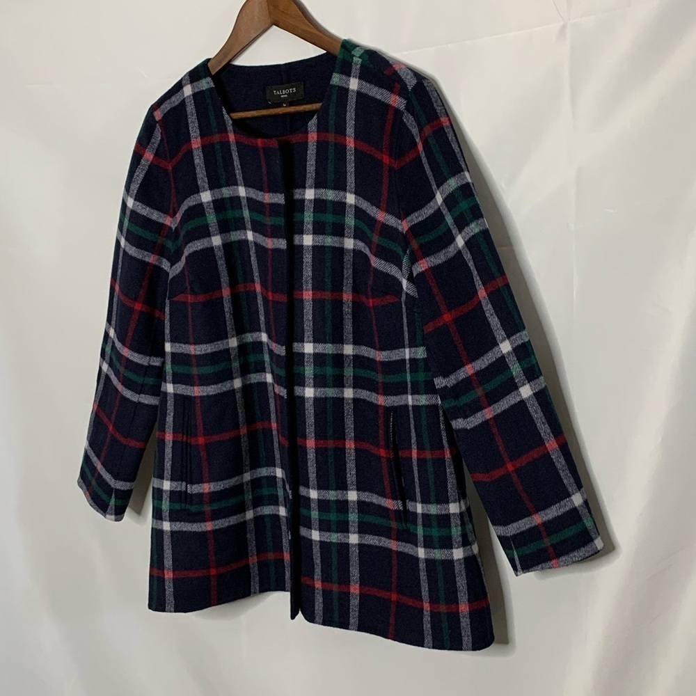 Talbots Double Face Plaid Topper - Picture 6 of 15